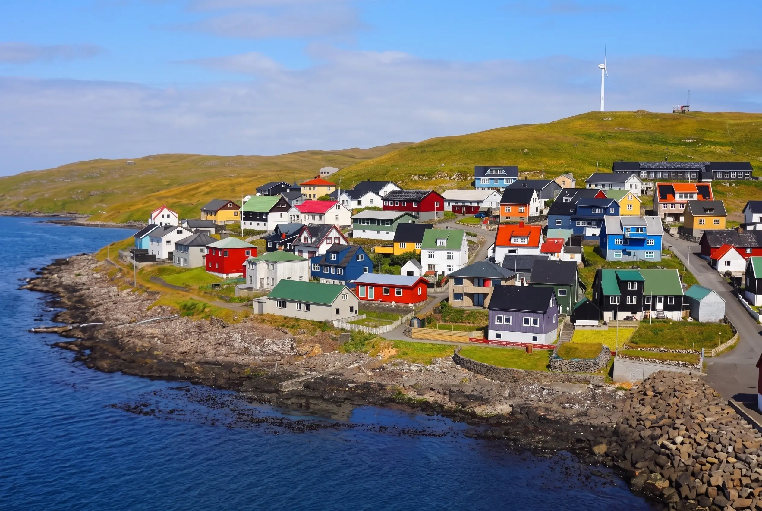 Faro de Nólsoy sobre los acantilados del sur de la isla